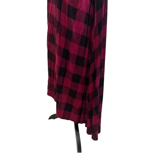 Torrid Burgundy Blaek Gingham Plaid Challis High Low Maxi Dress Sz 4 - Picture 9 of 16